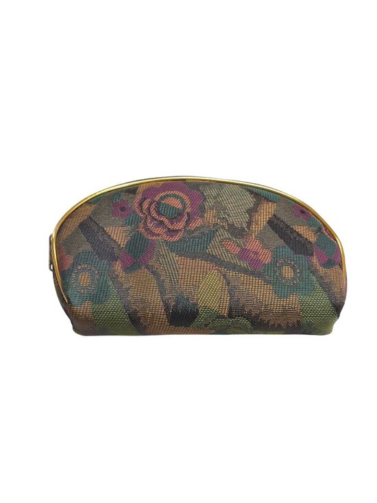 Handbags - Vintage Floral Tapestry Zippered Pouch – Gold Trim Travel Cosmetic Bag